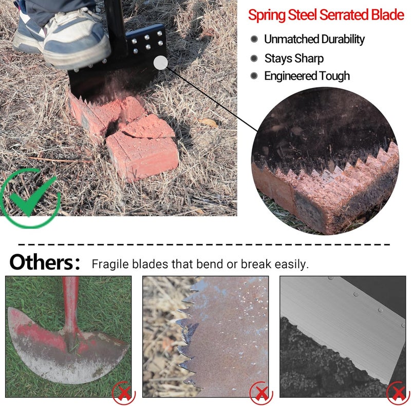 CKLT One-Piece 40in Manual Edger Lawn Tool with Spring Steel Blade Manganese Steel Border Edger for Landscaping Rustproof Half Moon Edger with Rubber Handle for Garden Maintenance - Image 2